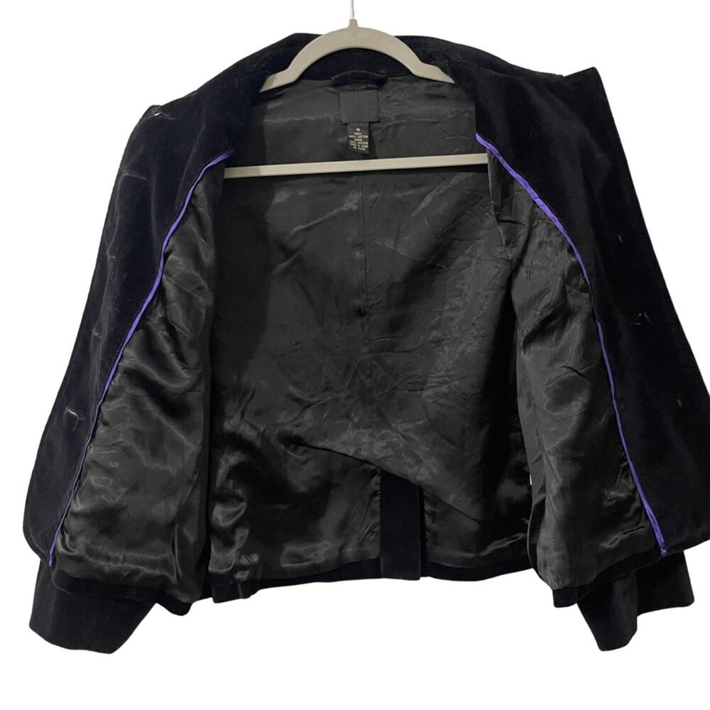 Lucky Brand Y2K Velvet Short Blazer Lined Jacket Beaded Buttons Women's M Black - Picture 7 of 10
